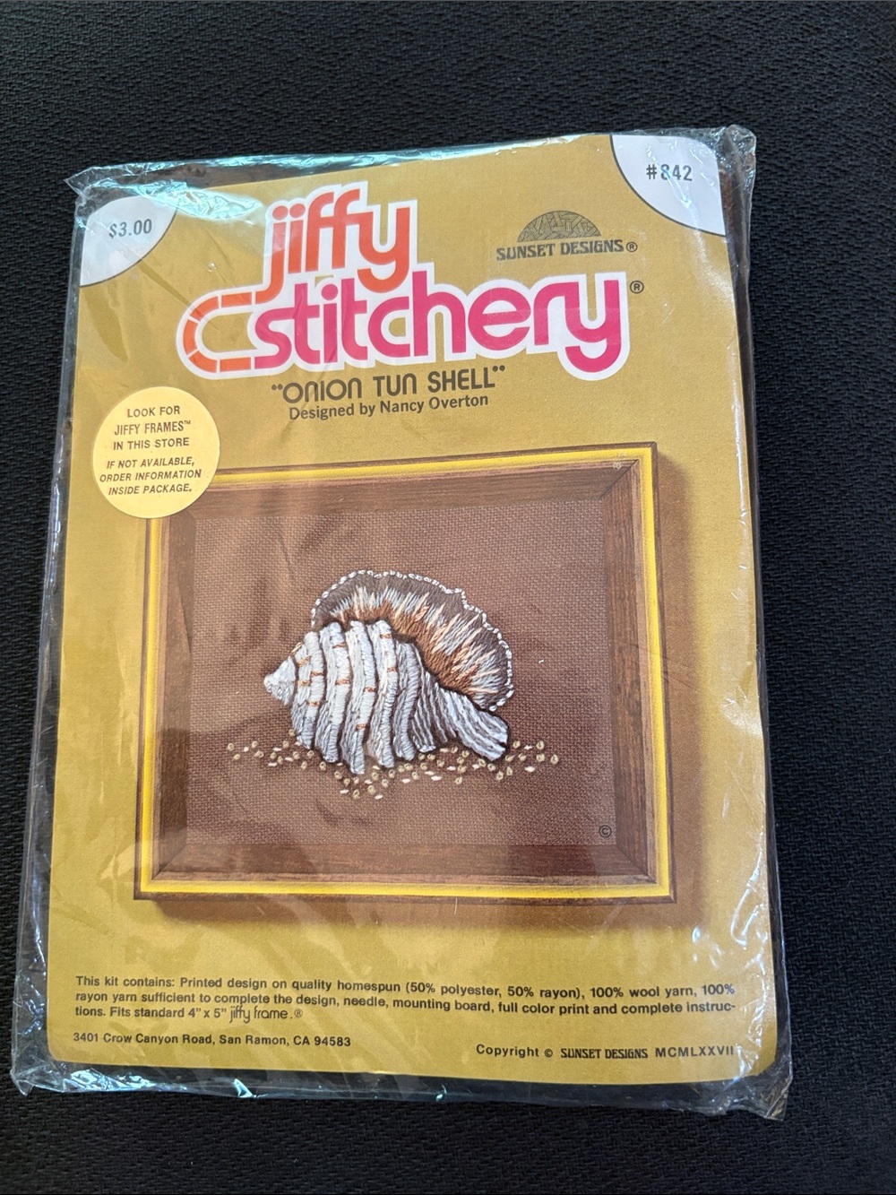 NWT Vintage Jiffy Stitchery Kit "Onion Tun Shell"